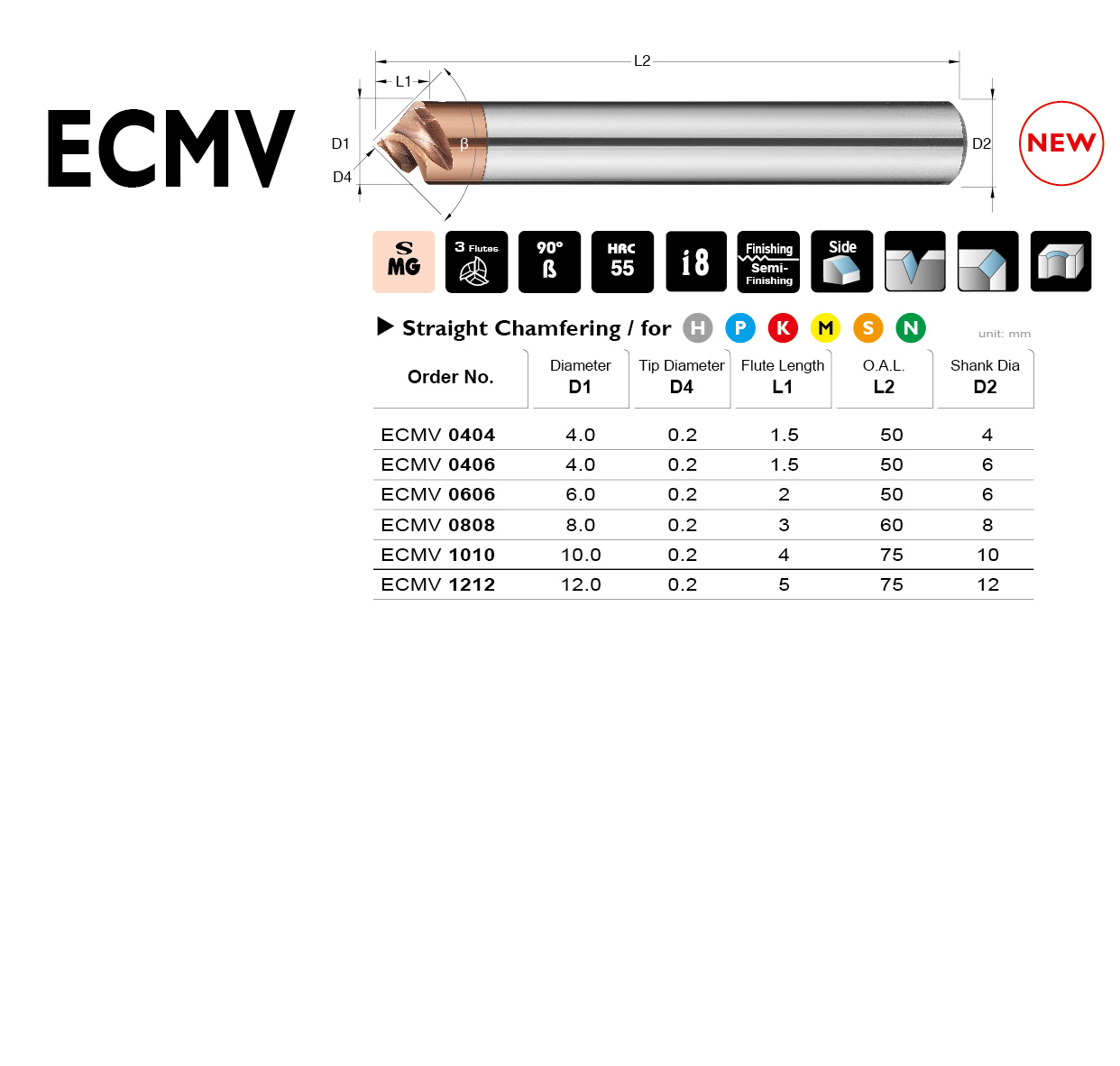 Straight Chamfering End Mill-ECMV